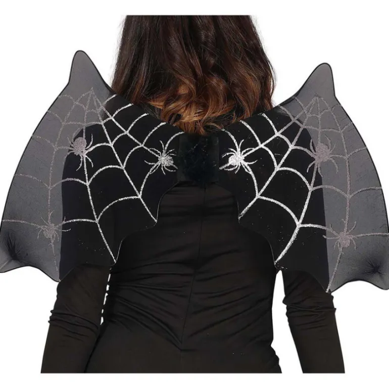 Alas de Murciélago Negras con Arañas de 60X35 cm