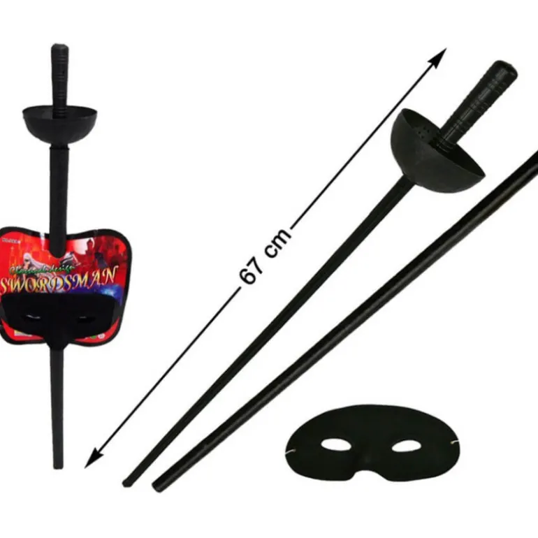 Antifaz y Florete con Funda Negro 67 cm