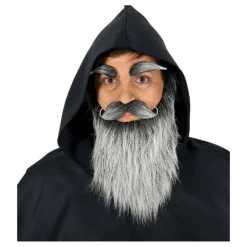 Barba con Bigote y Cejas Grises