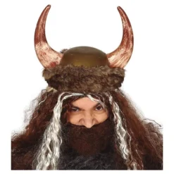 Casco Vikingo con Cuernos y Piel