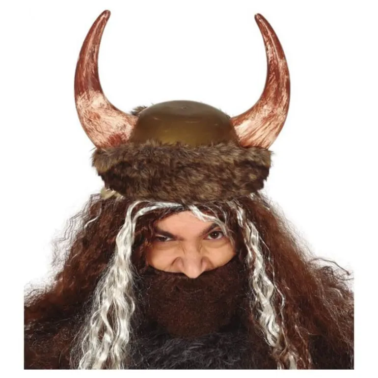 Casco Vikingo con Cuernos y Piel