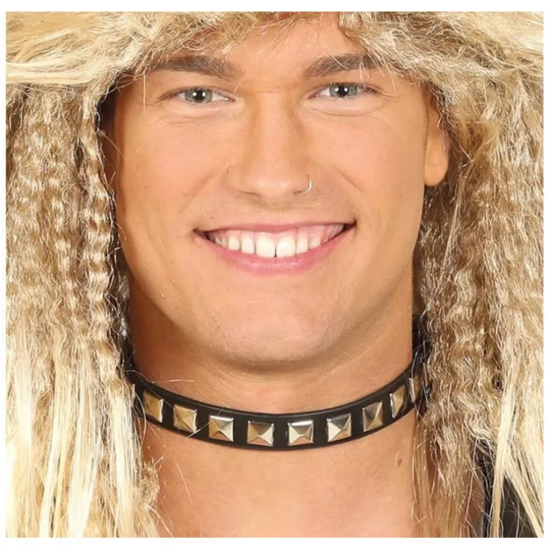 Collar Punk Negro y Dorado