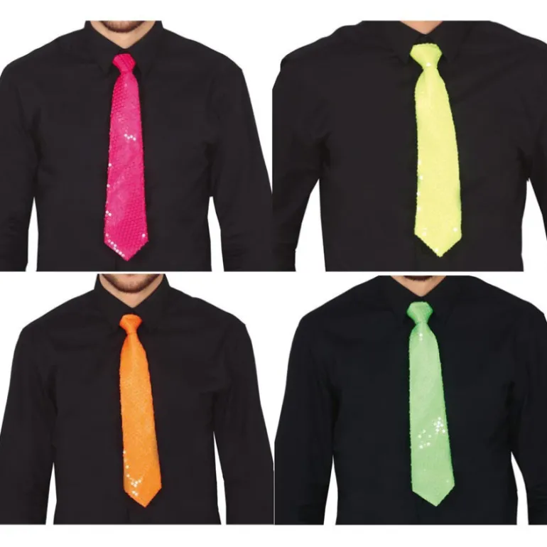 Corbata de Lentejuelas Neón en varios colores de 36 cm