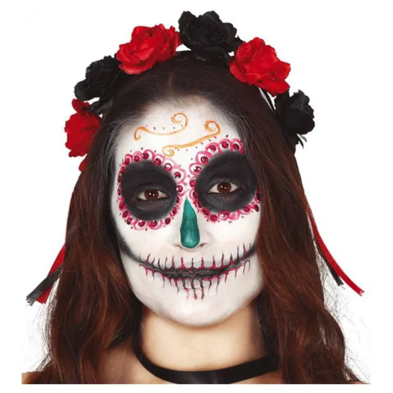Diadema con Flores Rojas y Negras