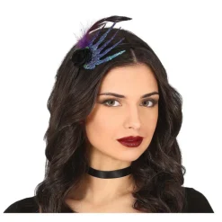 Diadema con Mano, Pluma y Rosa Negra