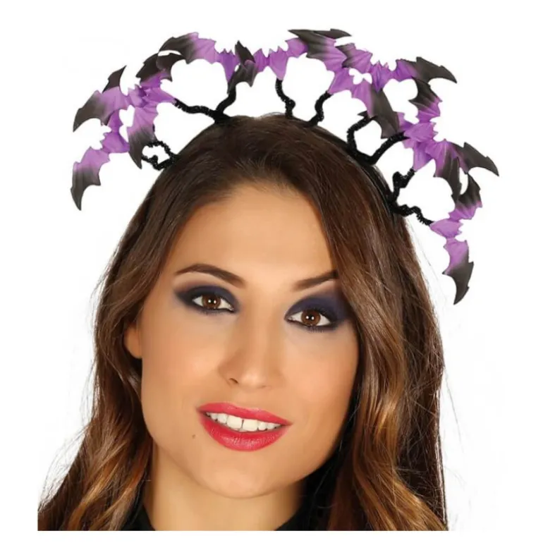 Diadema con Murciélagos Lilas y Negros