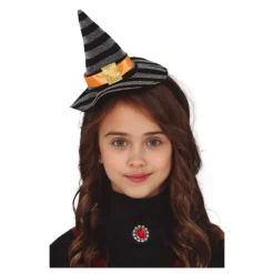 Diadema de Mini Sombrero de Bruja Plata/Negro