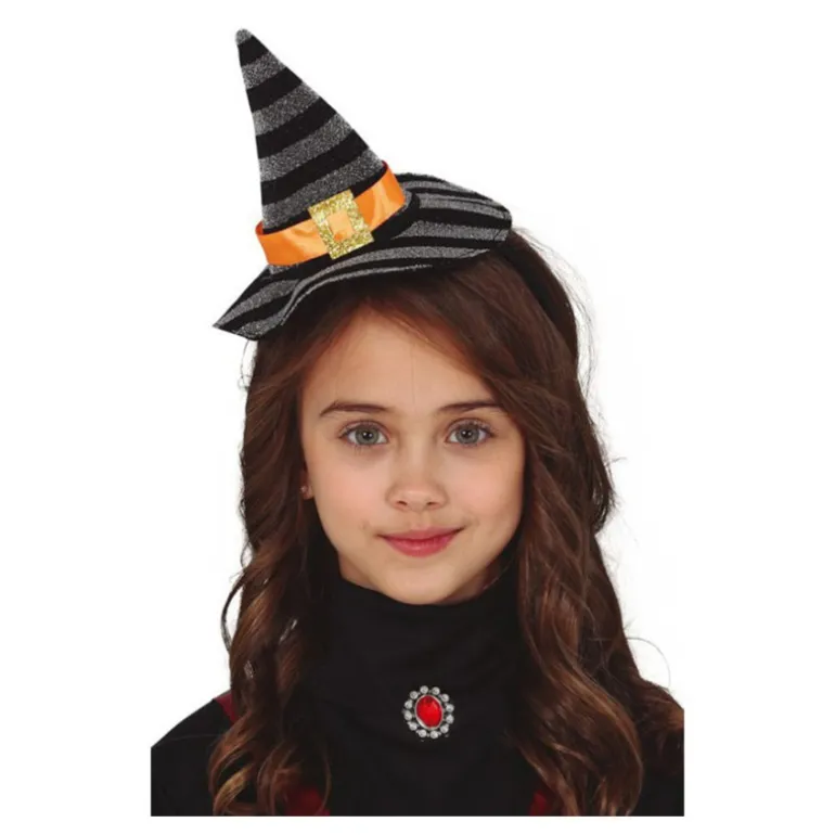 Diadema de Mini Sombrero de Bruja Plata/Negro