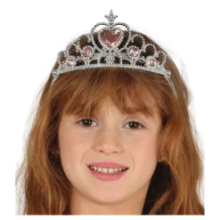 Diadema de Princesa Plateada con corazones