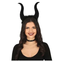 Diadema Demonio Negra con Cuernos Altos