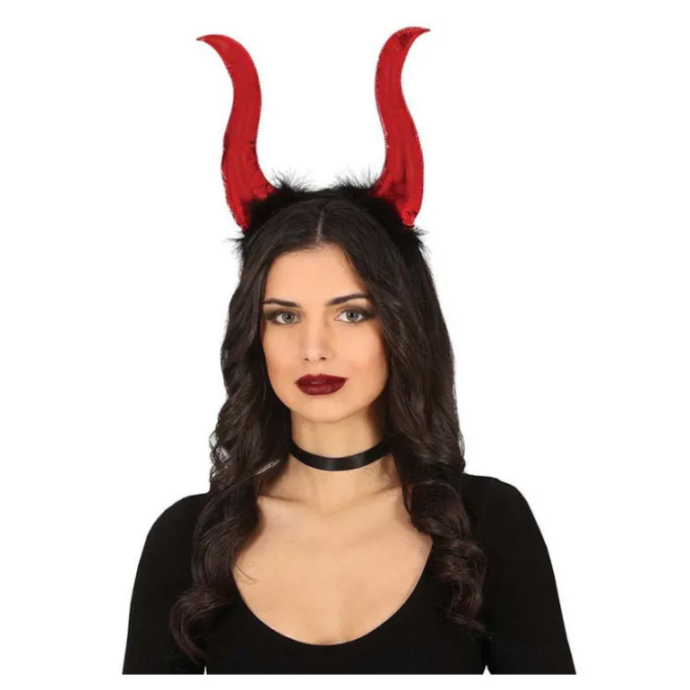 Diadema Demonio Roja con Cuernos Altos