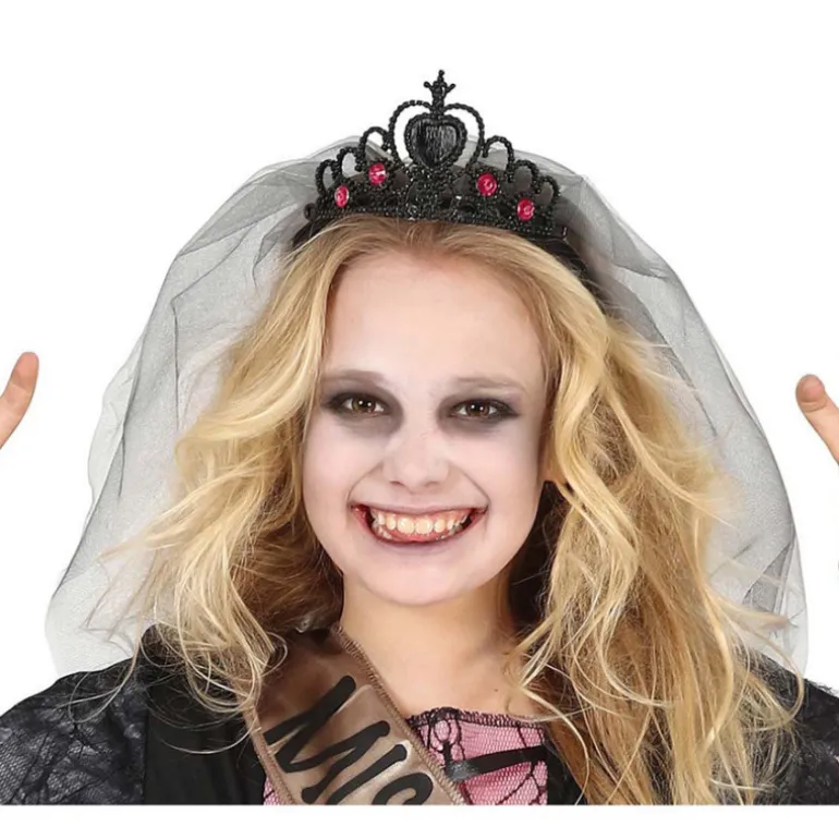 Diadema Negra de Princesa Fantasma con Velo