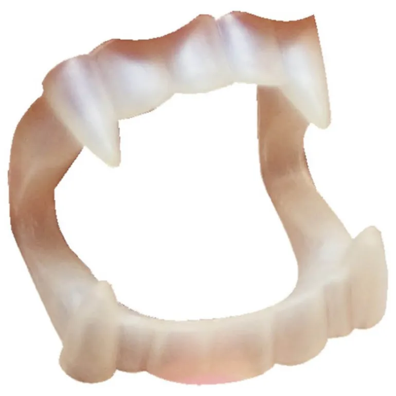 Dientes de Drácula fluorescentes