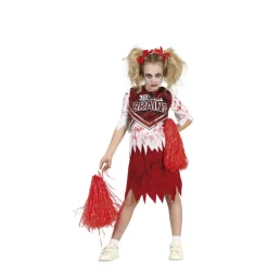 Disfraz de Animadora Roja y Blanco Zombie para niña