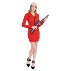 Disfraz de Atracadora Rojo Corto para Mujer