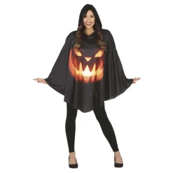 Disfraz de Calabaza en Poncho Negro para mujer
