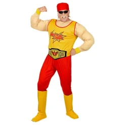 Disfraz de Campeón W Amarillo y Rojo con Bandana para Hombre