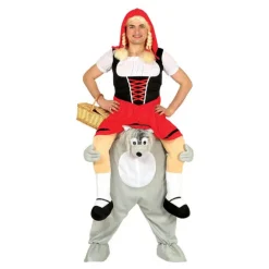 Disfraz de Caperucita Roja a hombros de Lobo para adultos