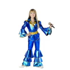 Disfraz de Disco Azul Años 70 para Niña