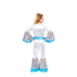 Disfraz de Disco Girl Plateado y Azul para niña