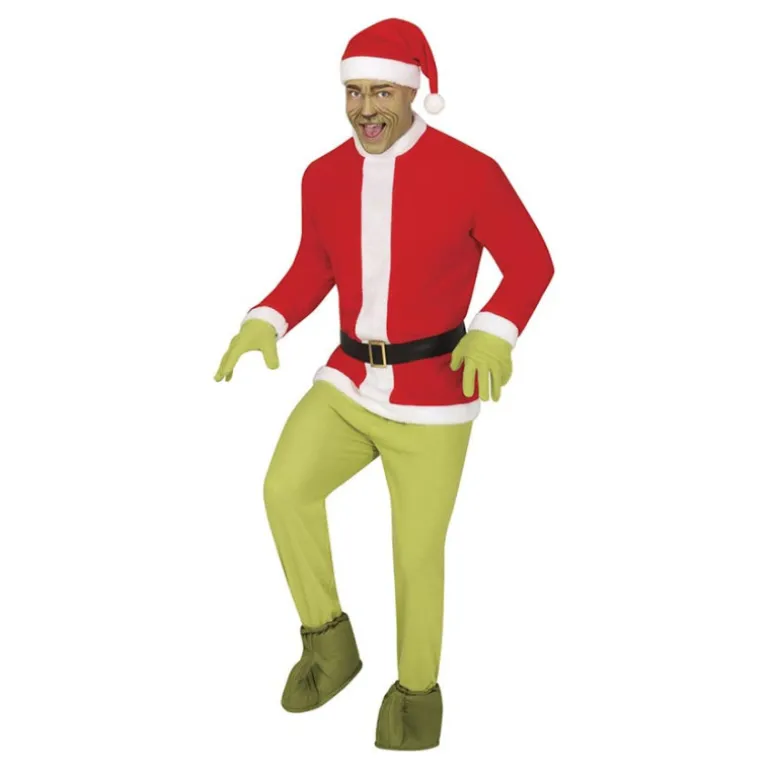 Disfraz de Duende Gruñón Navideño Verde para Hombre