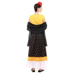 Disfraz de Frida Khalo amarillo y negro para mujer