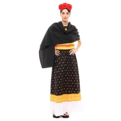 Disfraz de Frida Khalo amarillo y negro para mujer