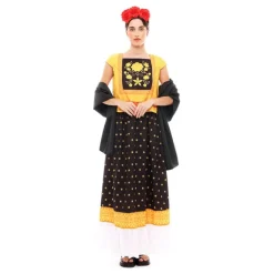 Disfraz de Frida Khalo amarillo y negro para mujer