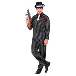 Disfraz de Gángster Negro y Blanco a Rayas para Hombre