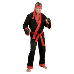 Disfraz de Luchador marcial negro y rojo para hombre