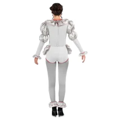 Disfraz de Payasa Siniestra Gris y Rojo para Mujer