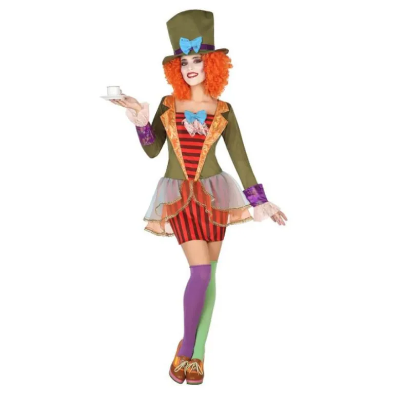 Disfraz de Sombrerera Loca a Rayas para mujer