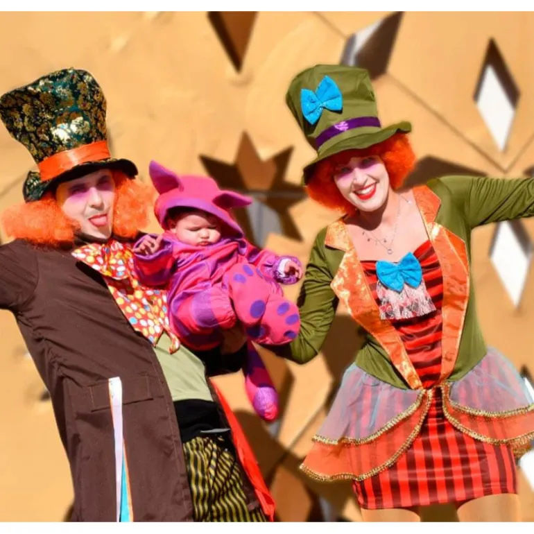 Disfraz de Sombrerera Loca a Rayas para mujer