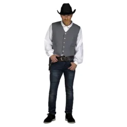 Disfraz o Chaleco Gris de Vaquero para hombre