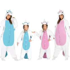 Disfraz tipo Kigurumi Pijama de Unicornio azul para mujer
