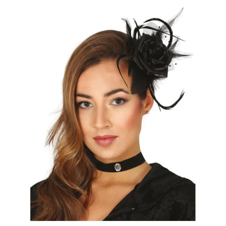 Flor Negra para Pelo con Clip