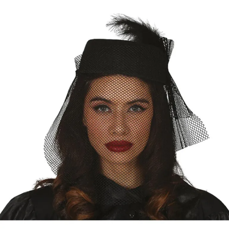 Gorro y Velo de Viuda Negro