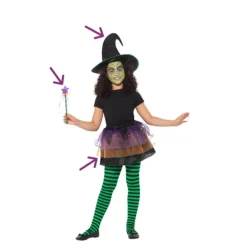 Kit de Bruja Hermosa para niña: Tutú, Sombrero y Varita