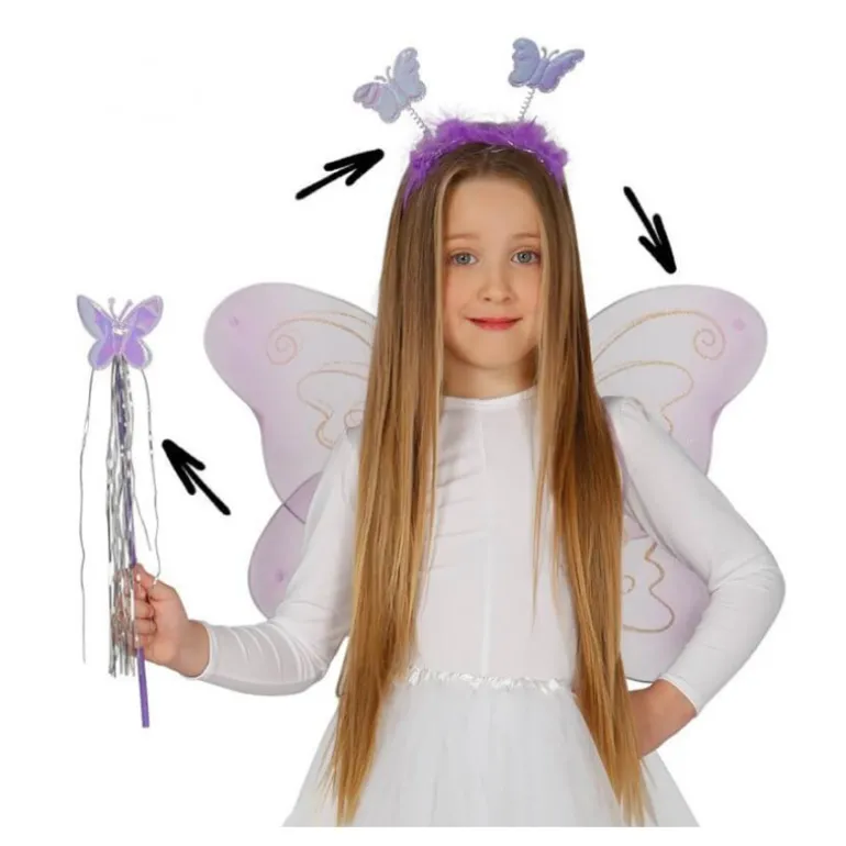 Kit de Mariposa: diadema, alas 55 cm y varita