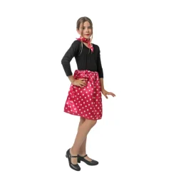 Kit de Vestuario Años 50 de Rasete para Niña: Pañuelo y Falda