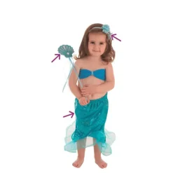 Kit Sirenita Azul: Falda, Diadema y Varita