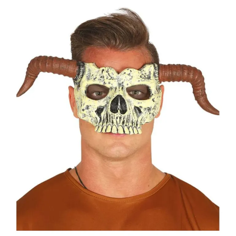 Media Careta de Calavera con Cuernos