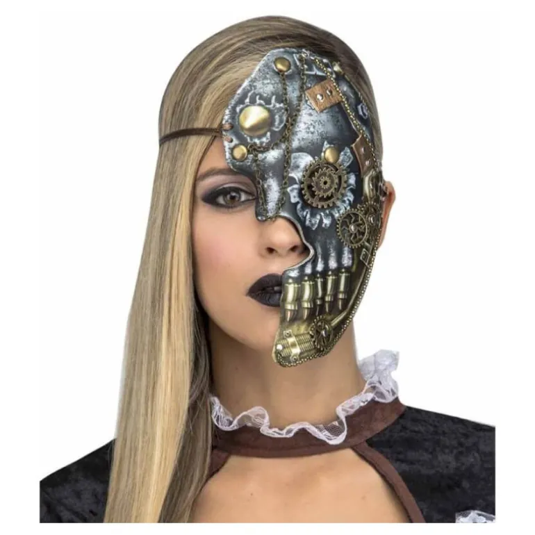 Media Máscara Steampunk con Cadena