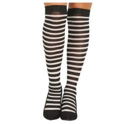 Medias Negras con Rayas Blancas