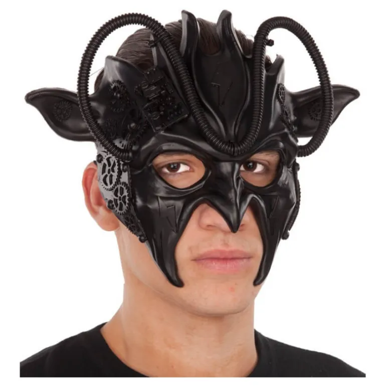 Máscara Negra con Orejas Steampunk