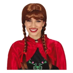 Peluca Castaña con Coletas y Flequillo