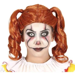 Peluca con Coletas Pelirroja Ondulada