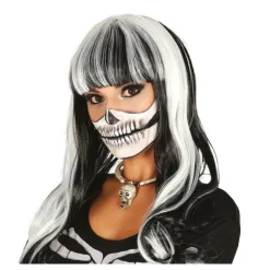 Peluca con Flequillo Blanca-Negra