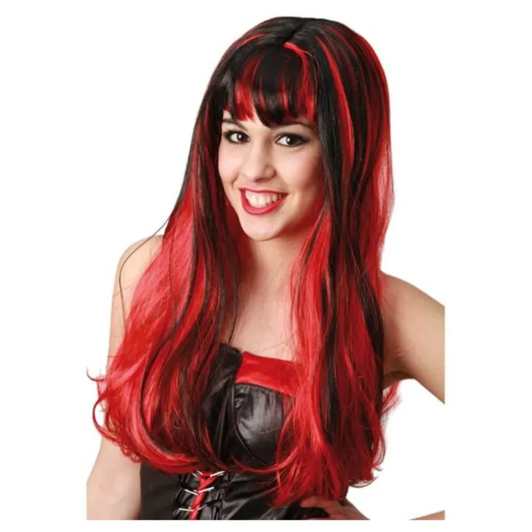 Peluca de Bruja roja y negra