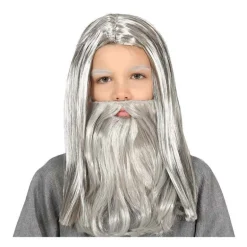 Peluca Gris con Barba Larga Infantil